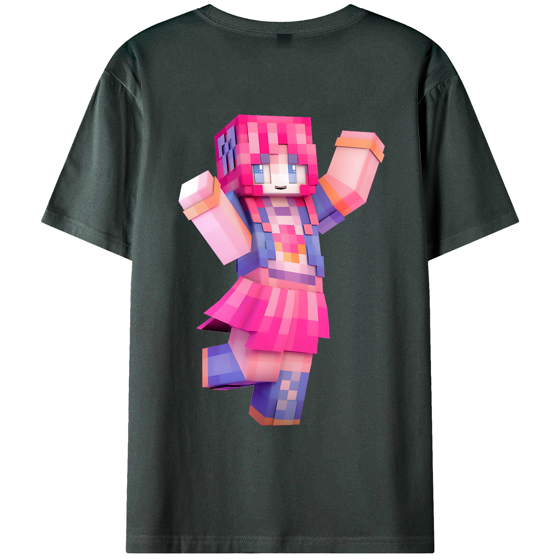 （画像用） マインクラフト ブロックの世界 Minecraft MC Block world 綿100％ メンズ半袖Tシャツ（バックプリント） 通気性